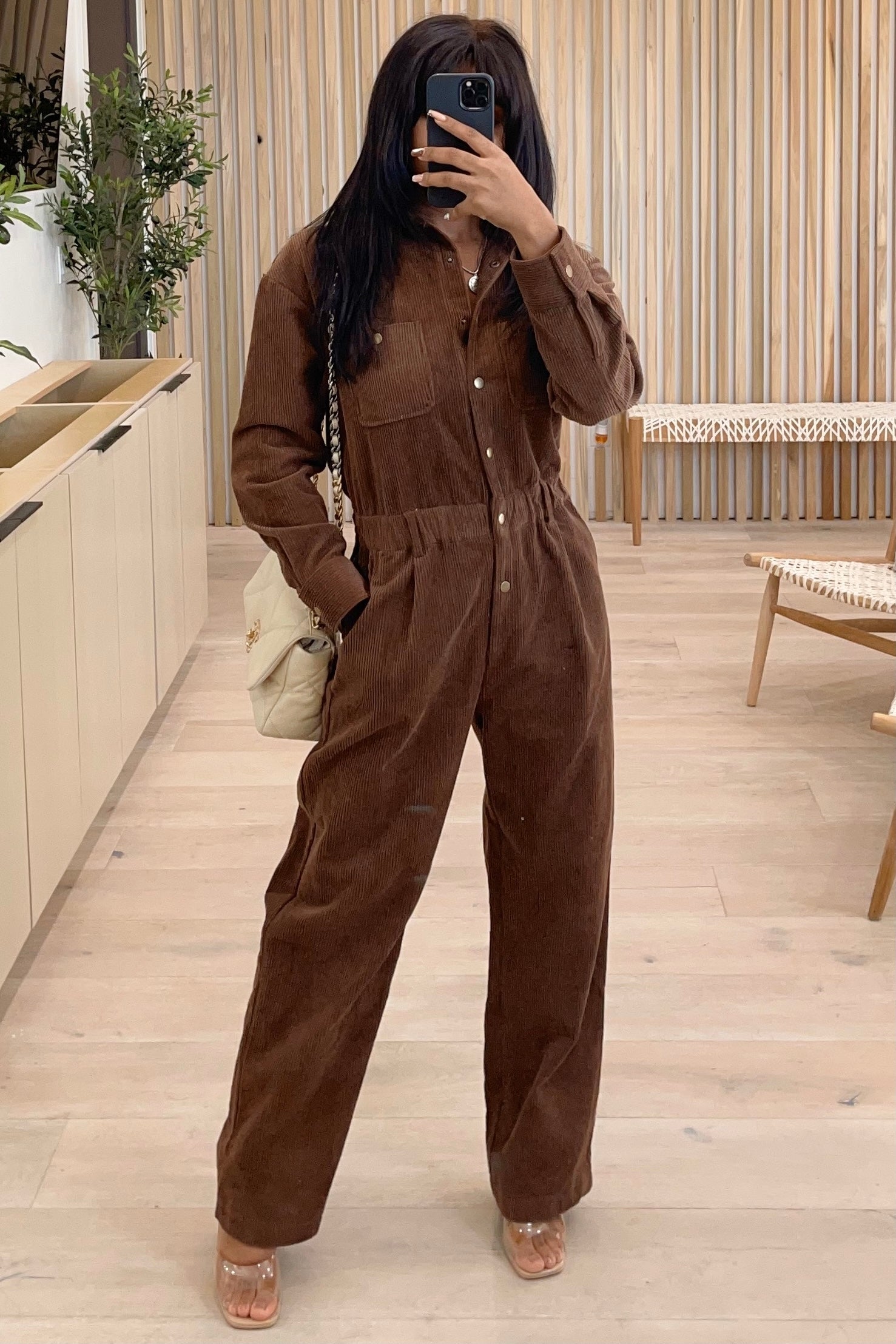 Jason Woven Corduroy Jumpsuit (Chocolate Brown) – Shop Israella
