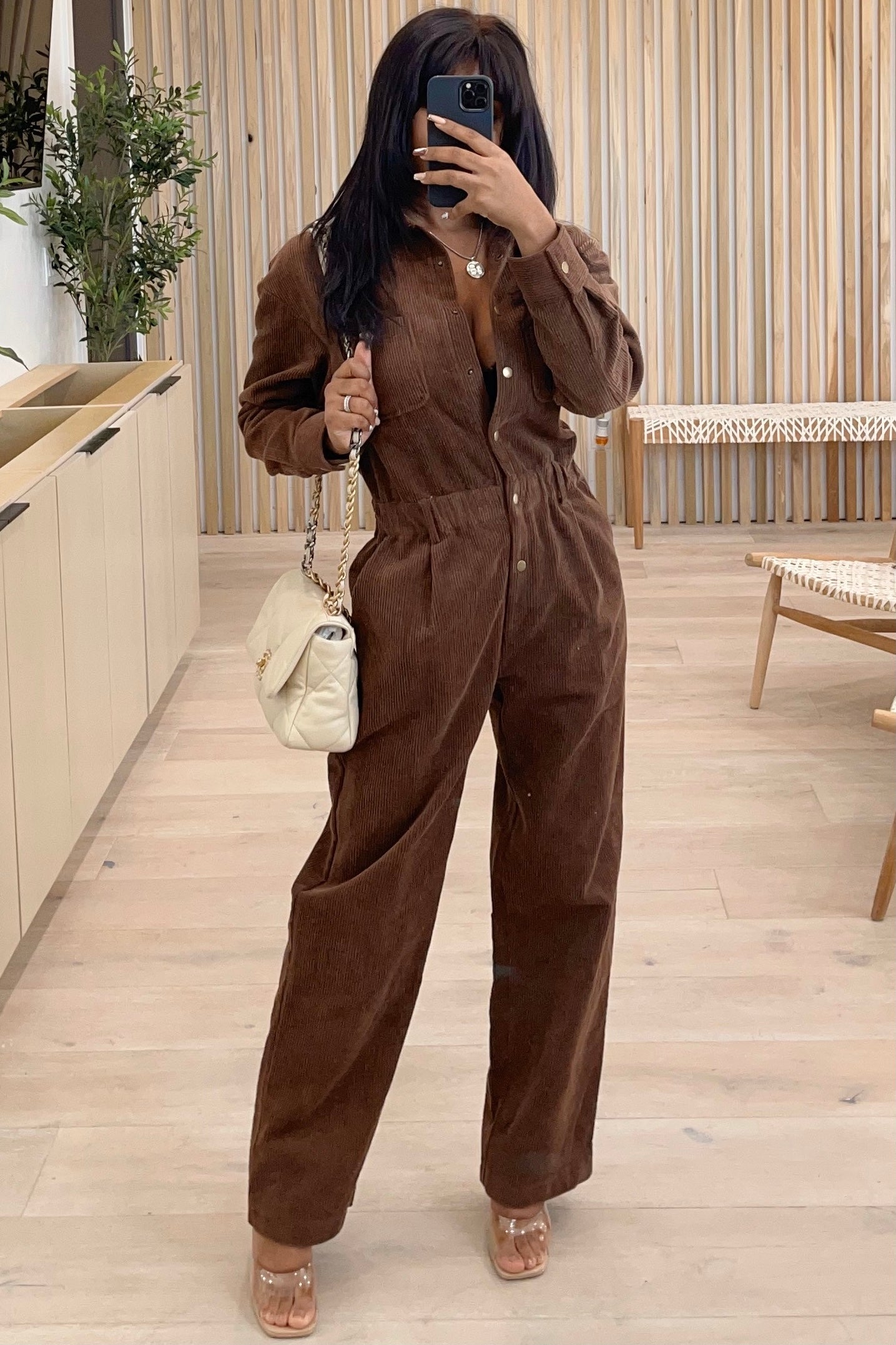 Jason Woven Corduroy Jumpsuit (Chocolate Brown) – Shop Israella