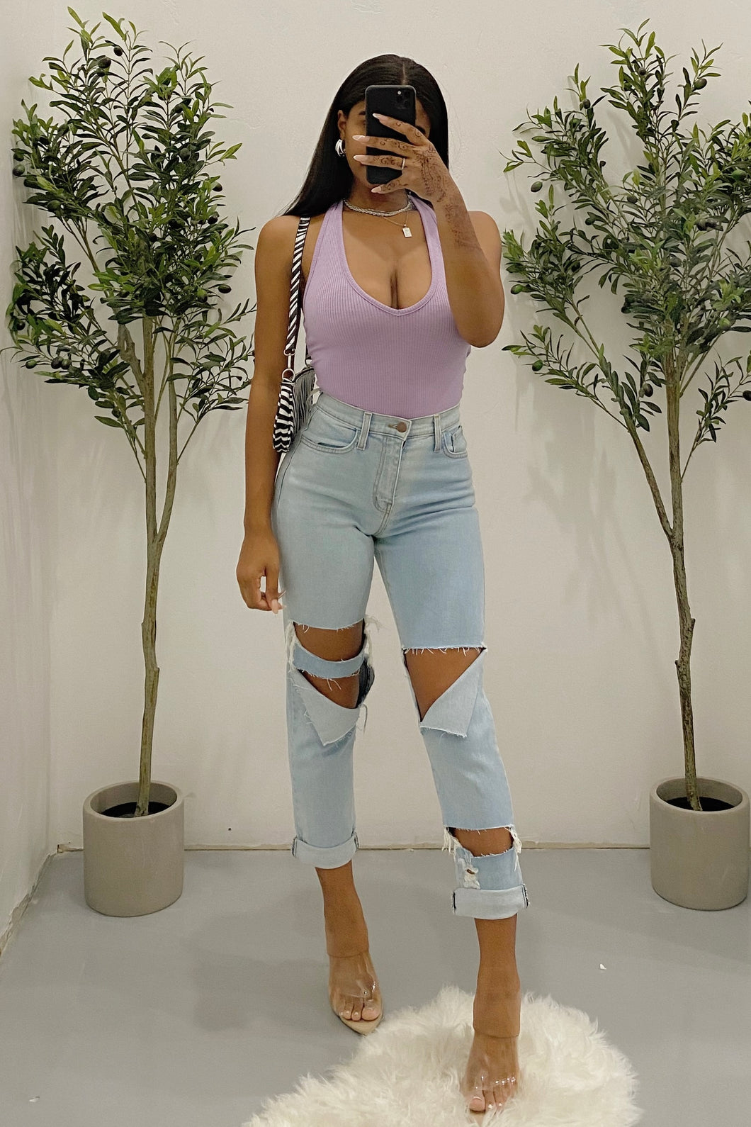 Heather Halter Bodysuit (Lavender Purple)