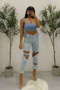Chantel Crop Top (Ocean Blue)