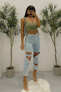 Chantel Crop Top (Olive Green)