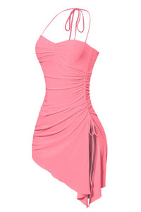 Cher Asymmetrical Mini Dress (Coral Pink)