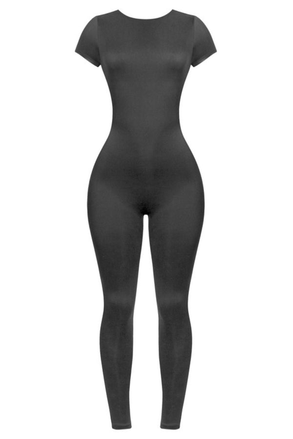 Jada Ribbed Mock Neck Long Sleeve Jumpsuit (Grey) – Shop Israella