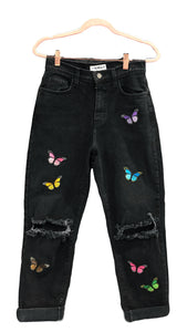 Israella Butterfly Mom Jeans (Black)