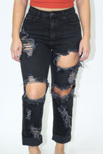 Load image into Gallery viewer, Jess Distressed Mom Jeans (Black)