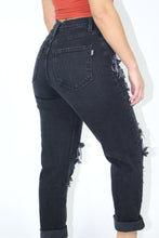 Load image into Gallery viewer, Jess Distressed Mom Jeans (Black)