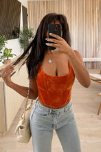 Load image into Gallery viewer, Natasha Velvet Corset Top (Burnt Orange)