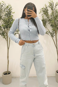 Lizeth Sweater Top (Sky Blue)