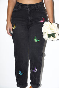 Israella Butterfly Mom Jeans (Black)