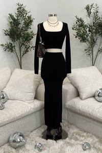 Alexa Maxi Skirt Set (Black)