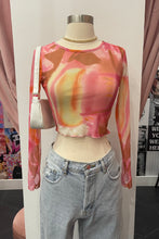 Load image into Gallery viewer, Mina Long Sleeve Mesh Top (Pink Multi) #1333