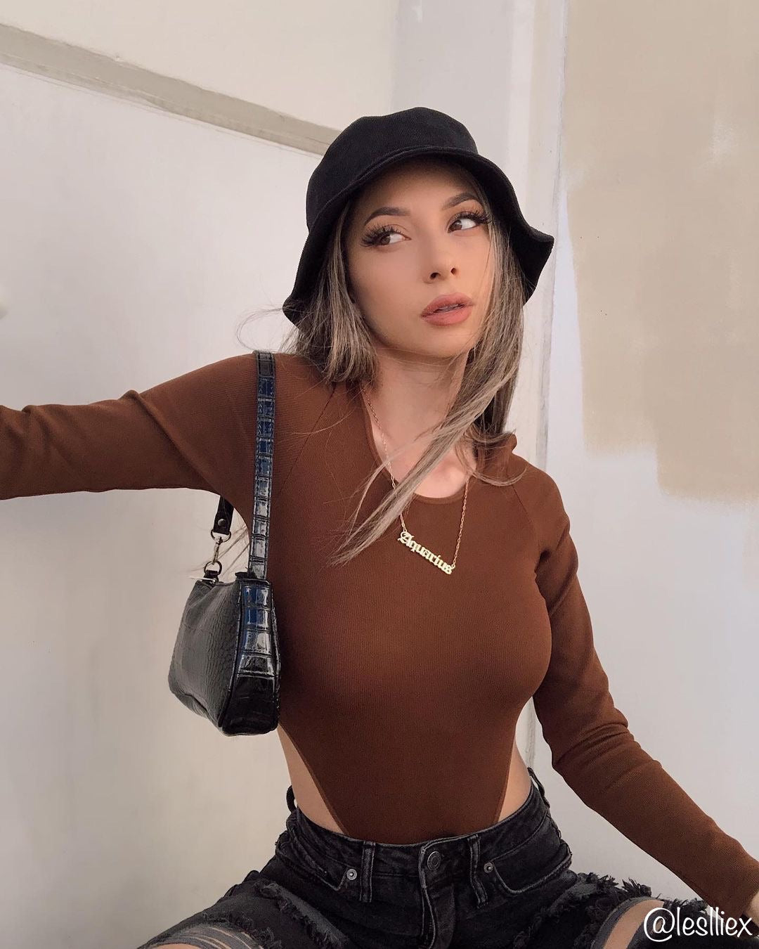 Electra Long Sleeve Bodysuit (Brown)